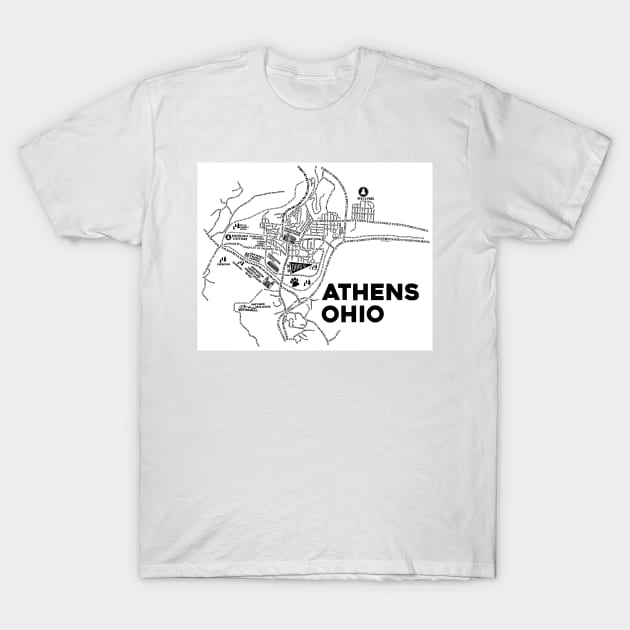 Athens Ohio Map Art T-Shirt by fiberandgloss